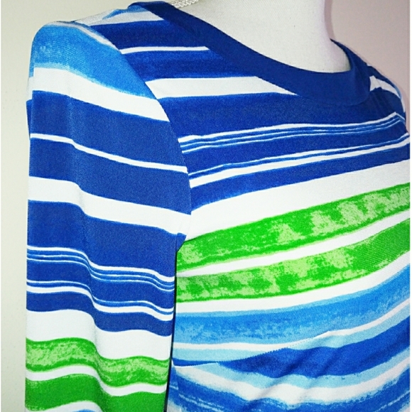 Vince Camuto 3/4 Sleeve Striped Shift Dress - Picture 3 of 8